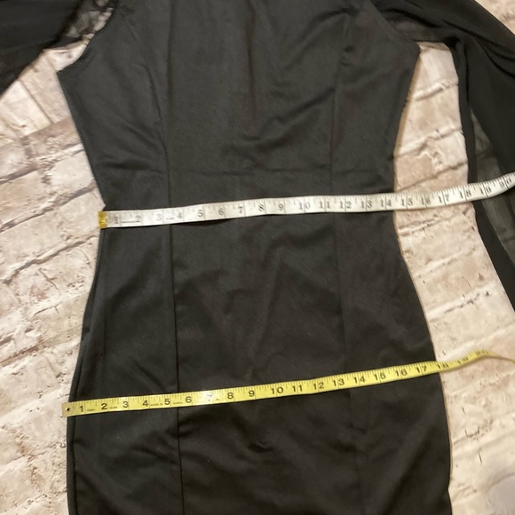 NWT DOSE black maxi formal dress with long flare chiffon sleeve(cape) size M. - Picture 7 of 12